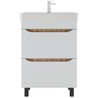 Тумба Домино Bruno, с 2 ящиками, 575×435×790 мм, под раковину Енисей 60, цвет белый матовый - Фото 2