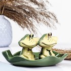 Набор для специй Кунгурская керамика «Лягушки», 2 предмета на подставке: солонка, перечница, зелёная - Фото 1