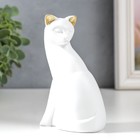 Сувенир полистоун "Белая кошка с золотыми ушками" 4х6,5х10,7 см - фото 3512728