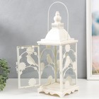 Металлический подсвечник-фонарь на 1 свечу «Птичий сад», стекло, набор 2 шт., d=9, 12 см, белый, 17×17×44 см - фото 23552588