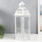 Подсвечник металл, стекло "Фонарь - ажурная башня" н-р 3 шт d-8, 13, 16 см белый 48х23 см - фото 23026405