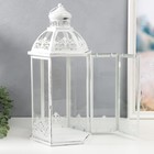 Подсвечник металл, стекло "Фонарь - ажурная башня" н-р 3 шт d-8, 13, 16 см белый 48х23 см - фото 23026407