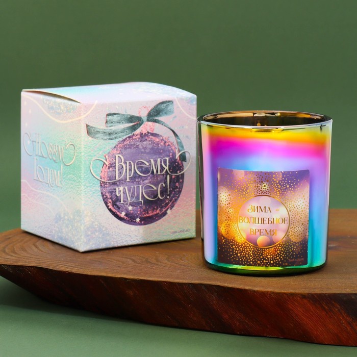 Новогодняя свеча в стакане «Зима-волшебное время», аромат ваниль