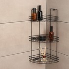 Полка для ванной угловая 3-х ярусная, 20×20×49 см, чёрная - Фото 1