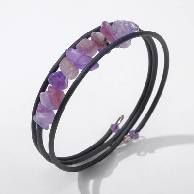 Браслет-пружинка «Аметист» галтовка на тросе