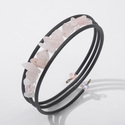 Браслет-пружинка «Кварц розовый» галтовка, на тросе, 6 см