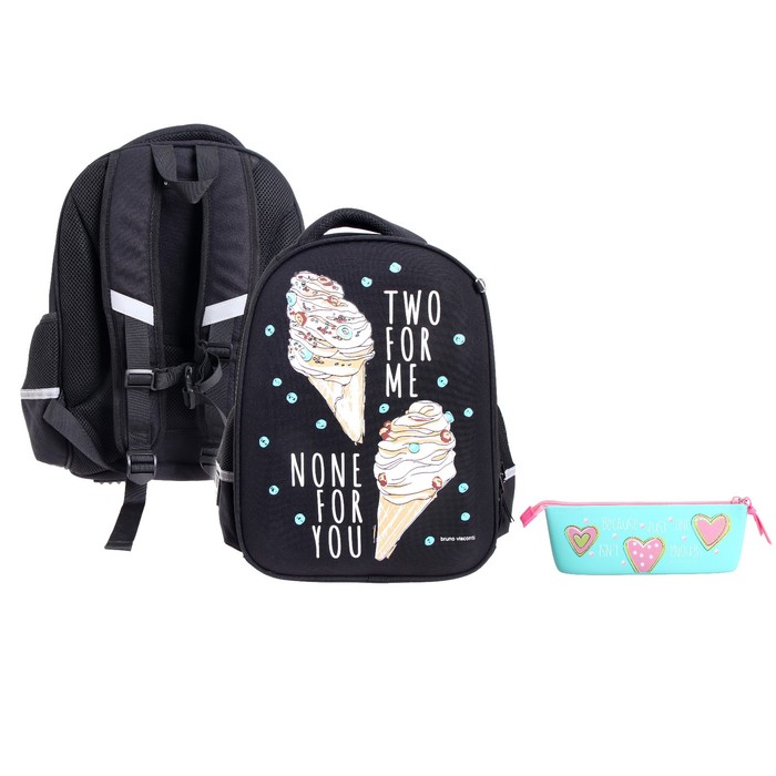Рюкзак каркасный Bruno Visconti «Мороженое», 38×30×20 см, пенал в подарок - Фото 1