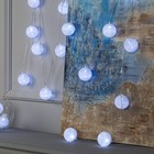 УЦЕНКА Гирлянда «Нить» 5 м с насадками «Клубки белоснежные», IP20, прозрачная нить, 20 LED, свечение белое, 220 В - Фото 2