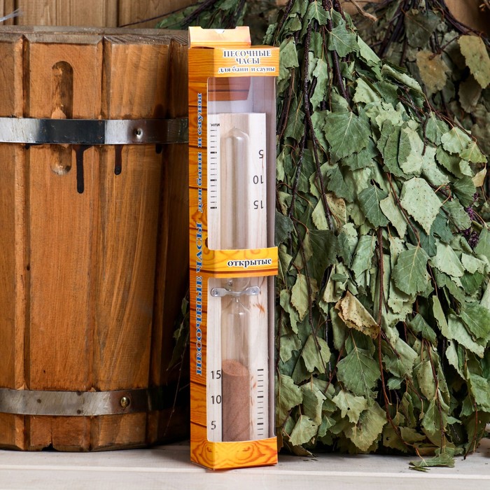 Часы песочные для бани и сауны ЧПС-1Г (15 мин) в картонной коробке - Фото 1