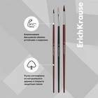 Набор кистей для рисования, синтетика, 3 штуки: № 2, 4, 6, круглые, плоская, с европодвесом - Фото 2