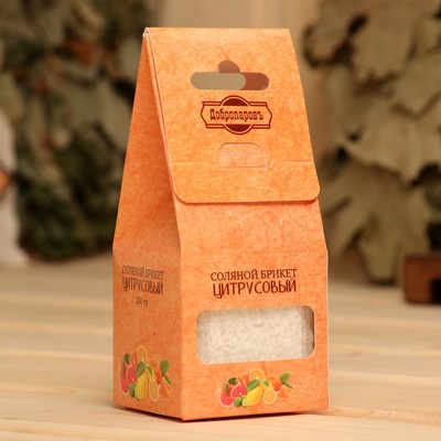 Соляной брикет куб «Цитрусовый» 200 г «Добропаровъ» апельсин, лимон, мандарин