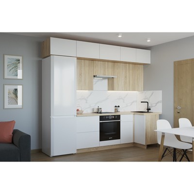 Кухонный гарнитур трёхуровневый «Тальк - 5», без ручек, 2800×1000 мм, цвет дуб сонома/белый матовый