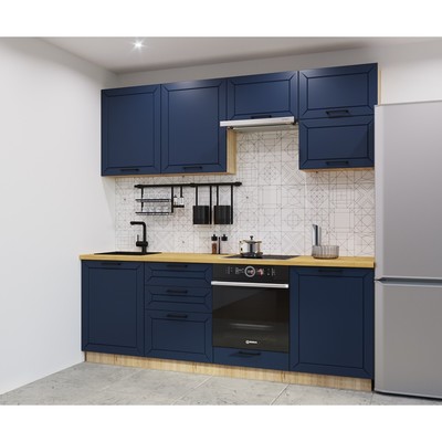 Кухонный гарнитур прямой «Кристалл - 1», 2400 мм, цвет океания/дуб сонома