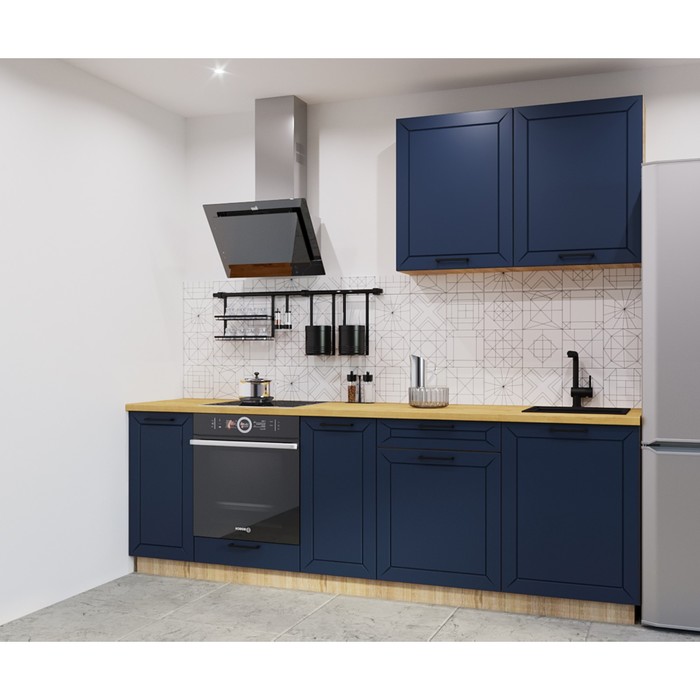 Кухонный гарнитур прямой «Кристалл 2», 2600 мм, цвет океания/дуб сонома - Фото 1