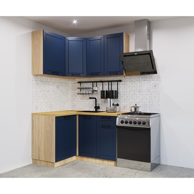 Кухонный гарнитур угловой «Кристалл - 3», 1200×1400 мм, цвет океания/дуб сонома