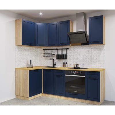 Кухонный гарнитур угловой «Кристалл - 5», 1200×2400 мм, цвет океания/дуб сонома