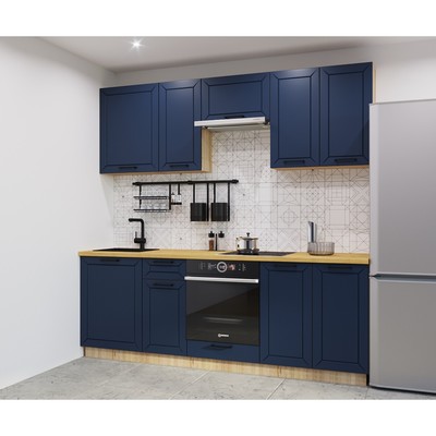 Кухонный гарнитур прямой «Кристалл - 6», 2400 мм, цвет океания/дуб сонома