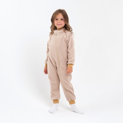 Комбинезон детский флисовый, жёлто-бежевый, рост 92-98 см