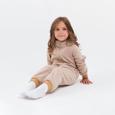 Комбинезон детский, воротник-стойка, бежевый, рост 92-98 см