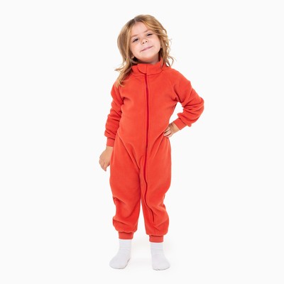 Комбинезон для девочки флисовый, красный, рост 104-110 см