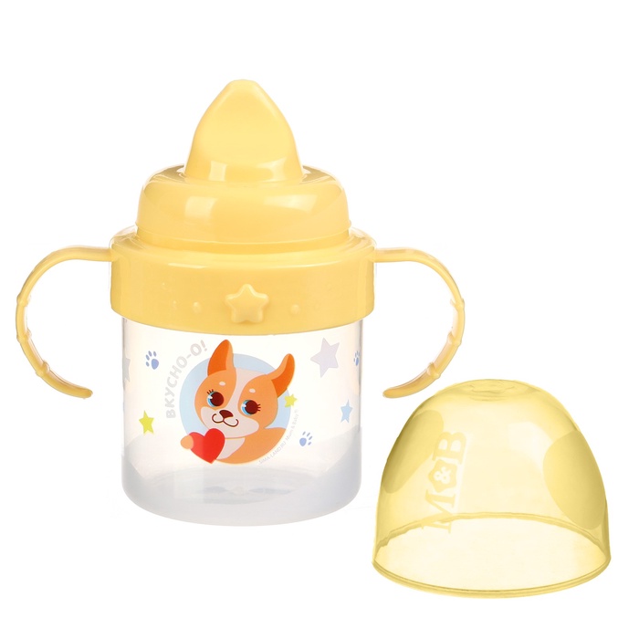 Поильник детский M&B «Собачка Лу» с твёрдым носиком, от 9 мес., 140 мл., с ручками, цвет желтый - Фото 1