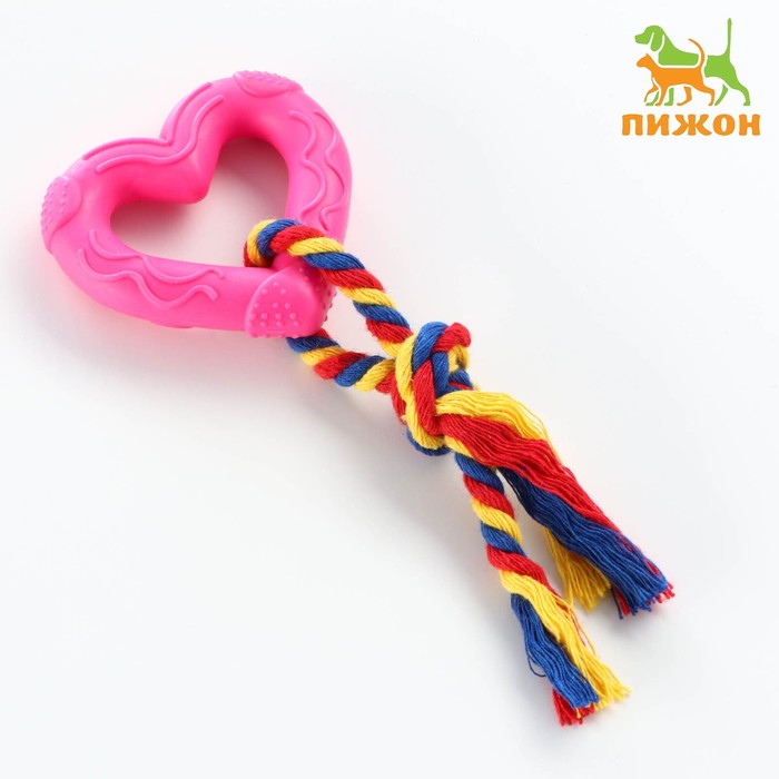 Игрушка Сердечко с канатом, 7 см, розовое