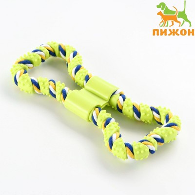 Игрушка витая из резины и каната «Мегакость», 19.5 см, салатовая