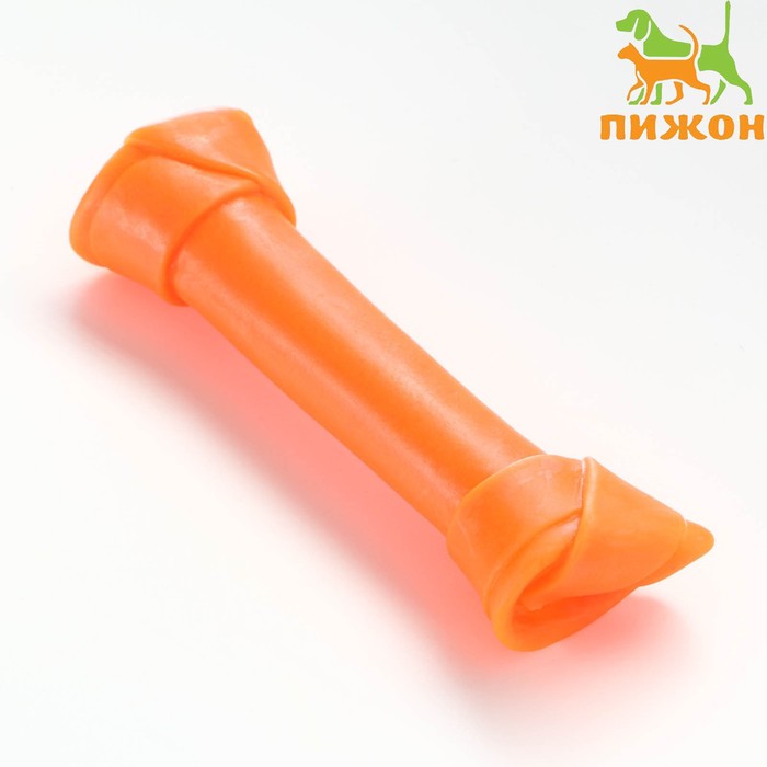 Игрушка пищащая "Кость-лакомство" для собак, 13 см, оранжевая - Фото 1
