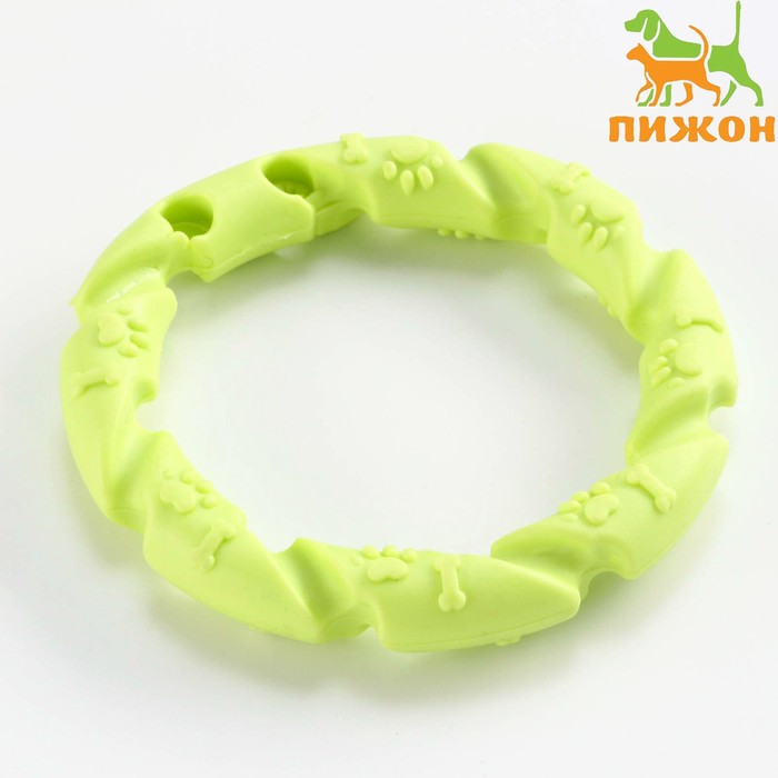 Игрушка жевательная для собак "Витое кольцо", 11,5 см, зелёный - Фото 1