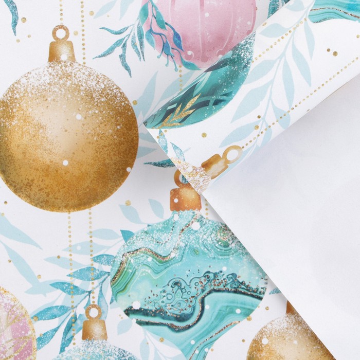 Бумага упаковочная глянцевая «Новогодние шары », 50 × 70 см - Фото 1