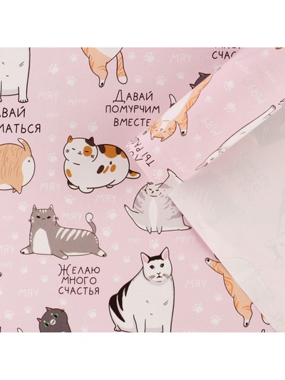 Бумага упаковочная глянцевая «Коты», 70×100 см
