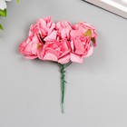Цветы для декорирования "Чайные розы" 1 букет=6 цветов 9,5 см ярко-розовый - Фото 2