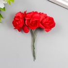 Цветы для декорирования "Алые розы" 1 букет=6 цветов 9 см - фото 6647386
