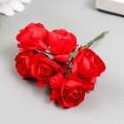 Цветы для декорирования "Алые розы" 1 букет=6 цветов 9 см - фото 6647387