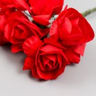 Цветы для декорирования "Алые розы" 1 букет=6 цветов 9 см - фото 6647388