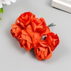 Цветы для декорирования "Чайные розы" 1 букет=6 цветов 9,5 см алый - фото 6647391
