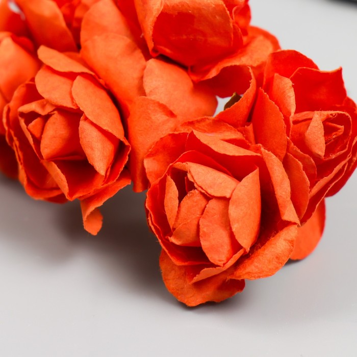 Цветы для декорирования "Чайные розы" 1 букет=6 цветов 9,5 см алый - фото 1911770979