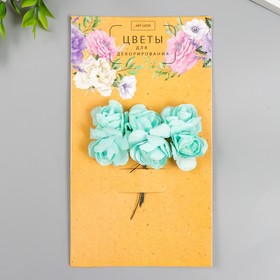 Цветы для декорирования "Чайные розы" 1 букет=6 цветов 9,5 см мятный