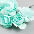 Цветы для декорирования "Чайные розы" 1 букет=6 цветов 9,5 см мятный - Фото 4