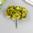Цветы для декорирования "Чайные розы" 1 букет=6 цветов 9,5 см оливковый - фото 6647410