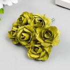 Цветы для декорирования "Чайные розы" 1 букет=6 цветов 9,5 см оливковый - фото 6647411