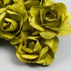 Цветы для декорирования "Чайные розы" 1 букет=6 цветов 9,5 см оливковый - фото 6647412