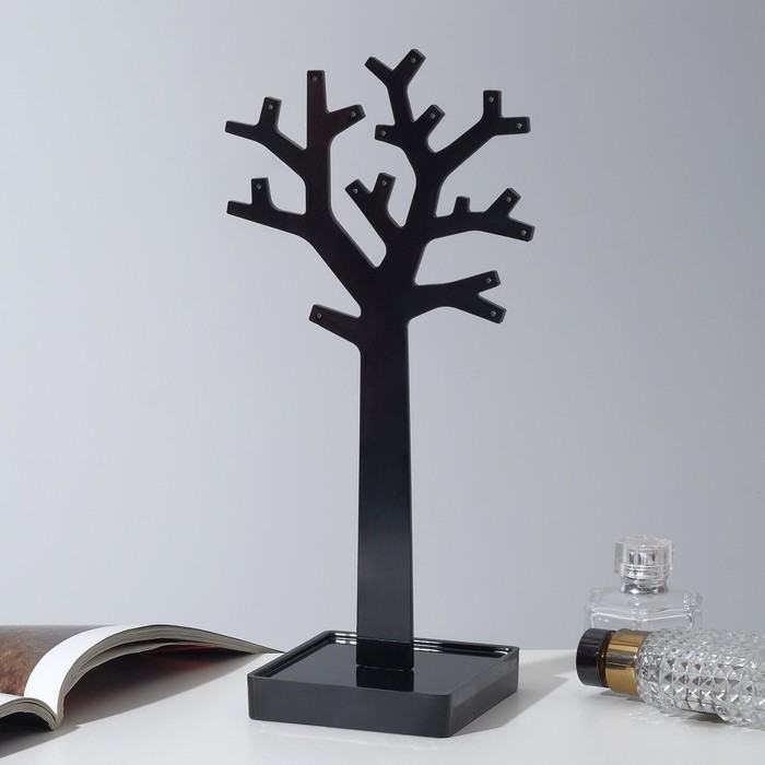 Подставка для украшений «Дерево», 9×9×29 см, цвет чёрный - фото 1907485894