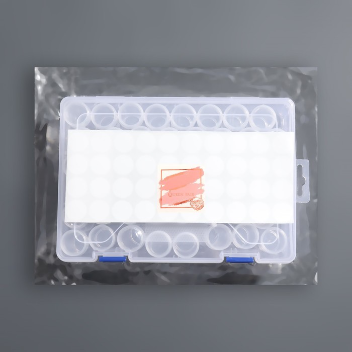 Органайзер для декора, с наклейками, 48 баночек, d=2,5 см, 12 мл, 23,2 × 16,2 × 6 см, цвет прозрачный 29659