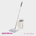 Швабра с отжимом и ведром Доляна, ведро с 2 отсеками 21×18×37, швабра 32×12×128 см, отсек 4 л, дополнительная насадка из микрофибры - Фото 1