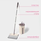Швабра с отжимом и ведром Доляна, ведро с 2 отсеками 21×18×37, швабра 32×12×128 см, отсек 4 л, дополнительная насадка из микрофибры - Фото 2