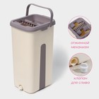 Швабра с отжимом и ведром Доляна, ведро с 2 отсеками 21×18×37, швабра 32×12×128 см, отсек 4 л, дополнительная насадка из микрофибры - Фото 3