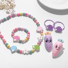 Набор детский «Выбражулька» 6 предметов: 2 резинки, бусы, браслет, 2 фломастера, ёжики, цвет МИКС - Фото 2