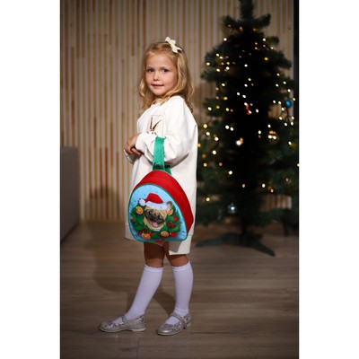 Рюкзак детский новогодний «Пёсик у ёлки»