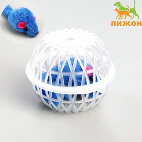 Мышь в пластиковом шаре, 7 х 5 см, прозрачный шар/синяя мышь